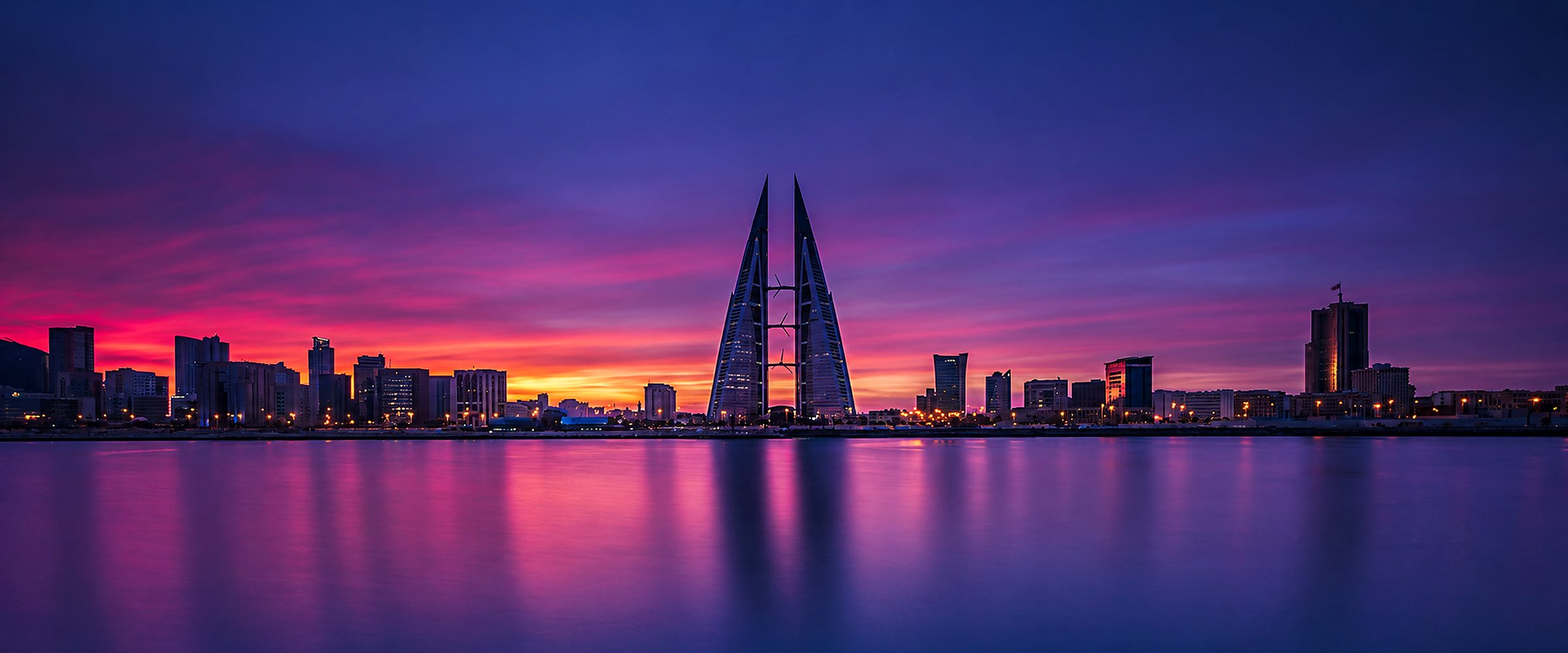 Manama waterfront at dusk, Kingdom of Bahrain