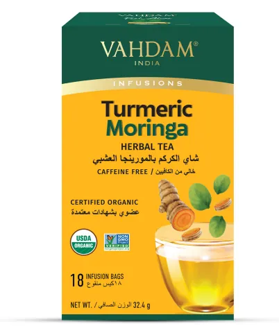 Vahdam Organic Turmeric Moringa Herbal Tea 18 TB